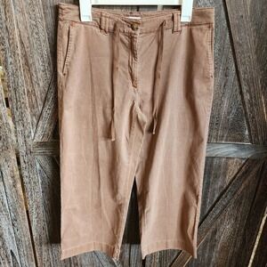 J. Jill Pants Women's Size 10 Regular Brown Chinos Stretch Tie‎ Waist Cropped